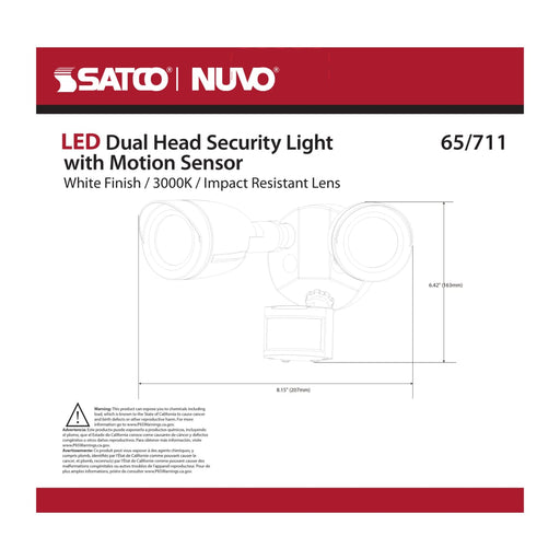 Security Lighting Nuvo 65-711 LED Security Light - Dual Head - Motion Sensor Included - White Finish - 3000K Nuvo