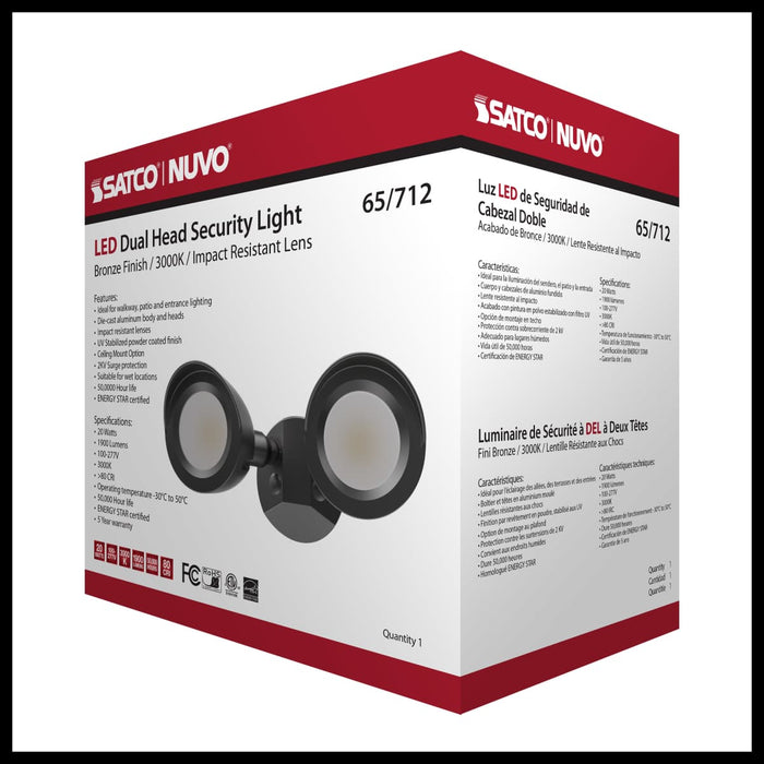 Security Lighting Nuvo 65-712 LED Security Light - Dual Head - Bronze Finish - 3000K Nuvo