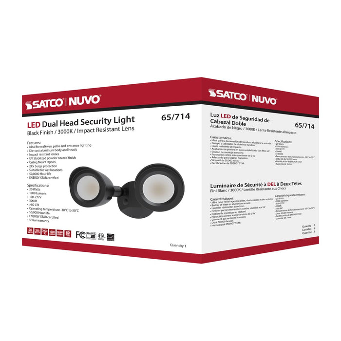 Security Lighting Nuvo 65-714 LED Security Light - Dual Head - Black Finish - 3000K Nuvo