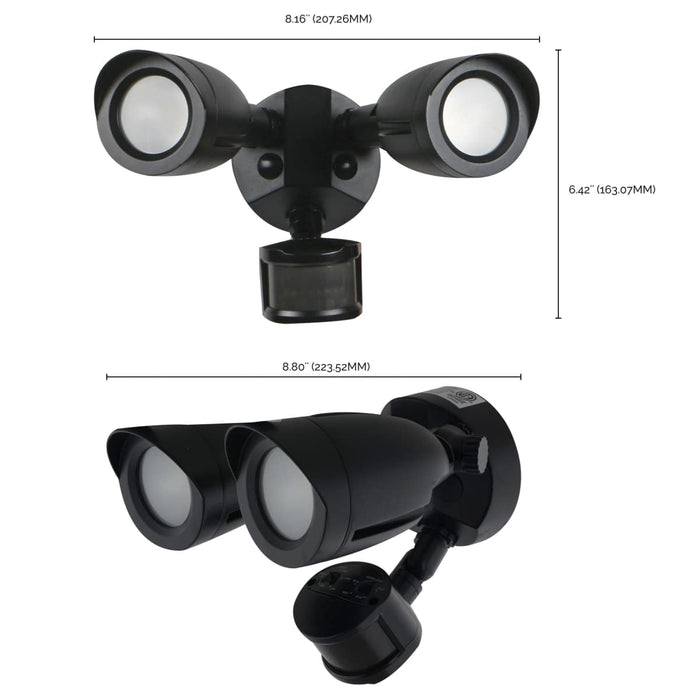Security Lighting Nuvo 65-715 LED Security Light - Dual Head - Motion Sensor Included - Black Finish - 3000K Nuvo