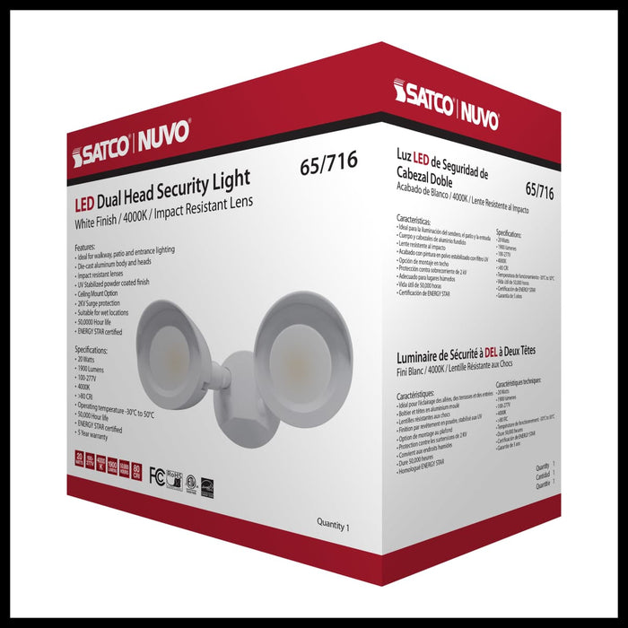 Security Lighting Nuvo 65-716 LED Security Light - Dual Head - White Finish - 4000K Nuvo