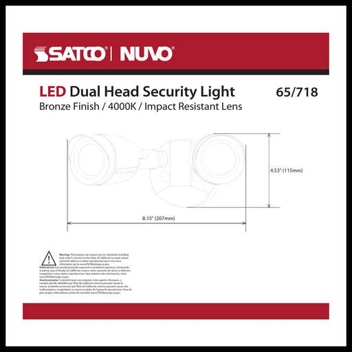 Security Lighting Nuvo 65-718 LED Security Light - Dual Head - Bronze Finish - 4000K Nuvo