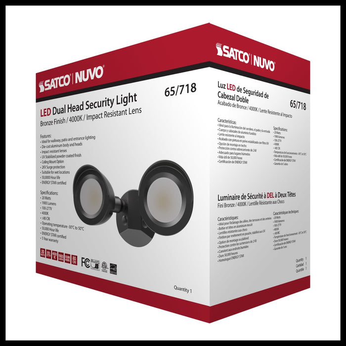 Security Lighting Nuvo 65-718 LED Security Light - Dual Head - Bronze Finish - 4000K Nuvo