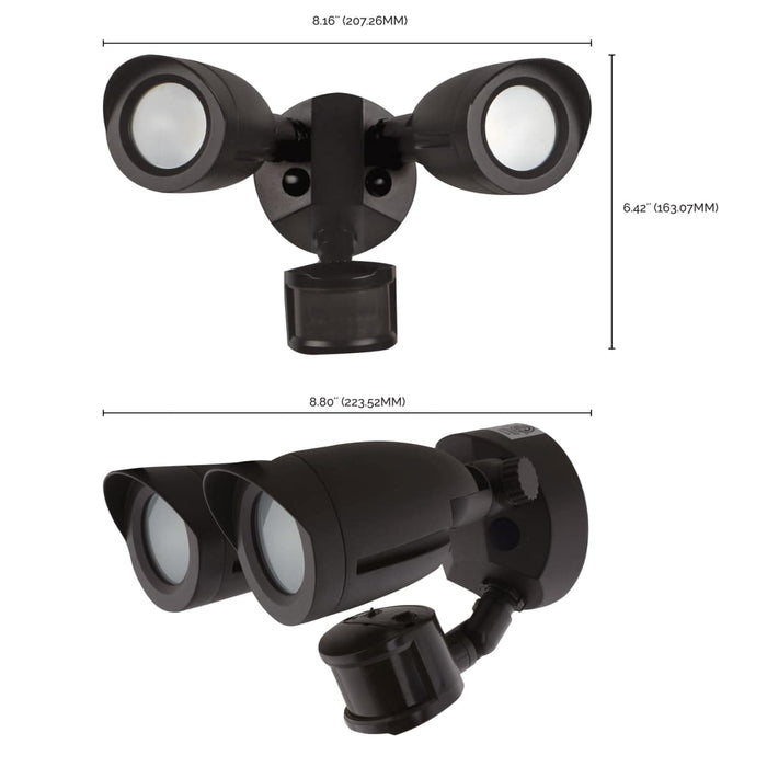 Security Lighting Nuvo 65-719 LED Security Light - Dual Head - Motion Sensor Included - Bronze Finish - 4000K Nuvo