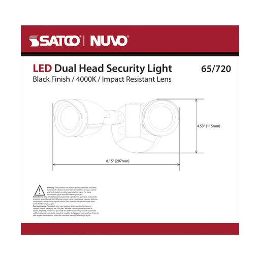 Security Lighting Nuvo 65-720 LED Security Light - Dual Head - Black Finish - 4000K Nuvo