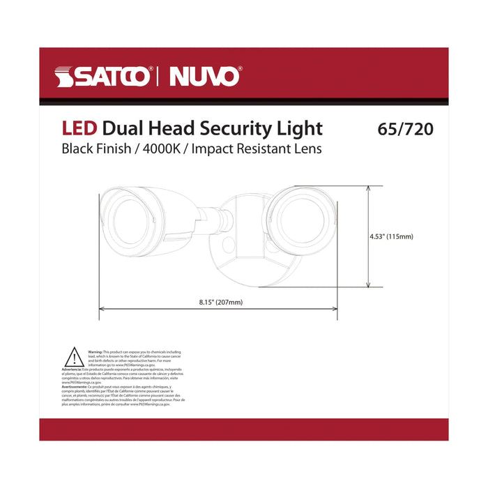 Security Lighting Nuvo 65-720 LED Security Light - Dual Head - Black Finish - 4000K Nuvo