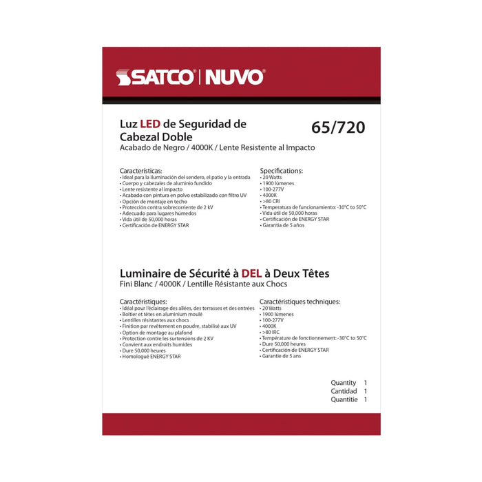 Security Lighting Nuvo 65-720 LED Security Light - Dual Head - Black Finish - 4000K Nuvo