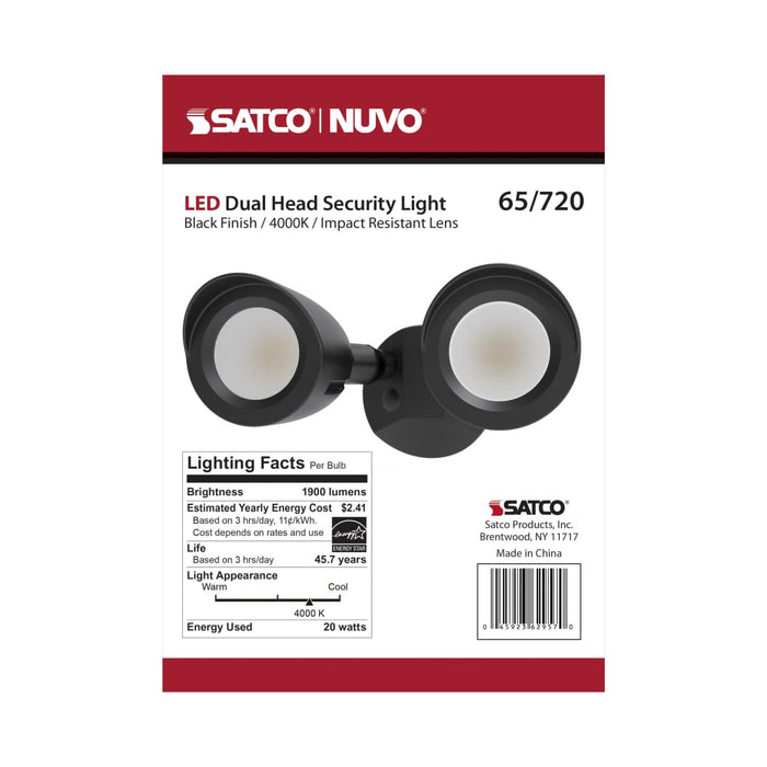Security Lighting Nuvo 65-720 LED Security Light - Dual Head - Black Finish - 4000K Nuvo