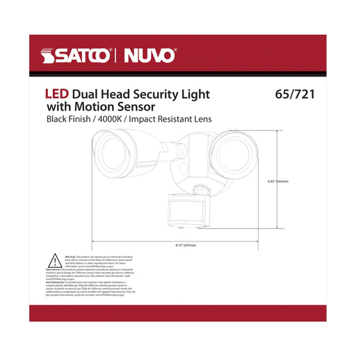 Security Lighting Nuvo 65-721 LED Security Light - Dual Head - Motion Sensor Included - Black Finish - 4000K Nuvo