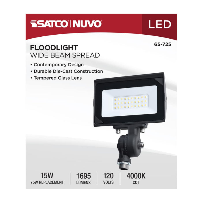 Flood Light Satco 65-725 15 Watt LED DOB Tempered Glass Flood Light - 4000K CCT - Bronze Finish Satco
