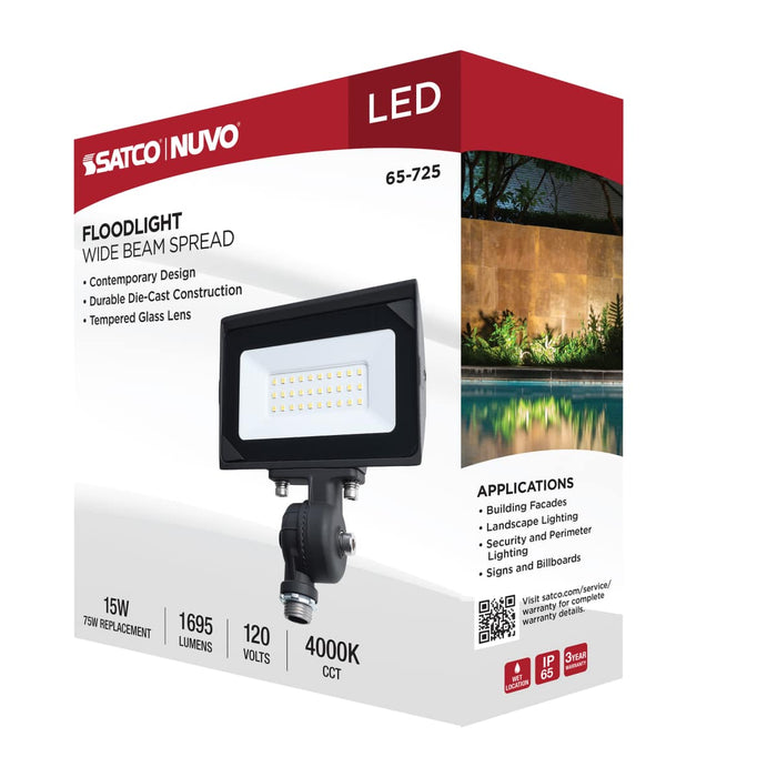 Flood Light Satco 65-725 15 Watt LED DOB Tempered Glass Flood Light - 4000K CCT - Bronze Finish Satco