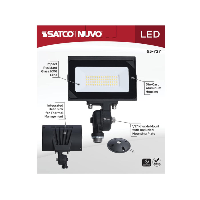 Flood Light Satco 65-727 30 Watt LED DOB Tempered Glass Flood Light - 4000K CCT - Bronze Finish Satco