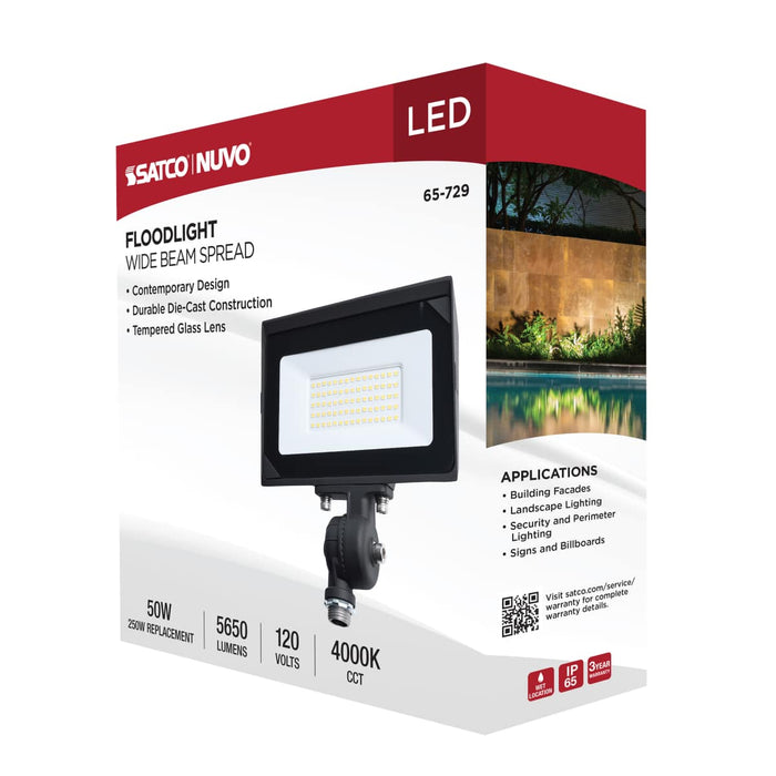 Flood Light Satco 65-729 50 Watt LED DOB Tempered Glass Flood Light - 4000K CCT - Bronze Finish Satco