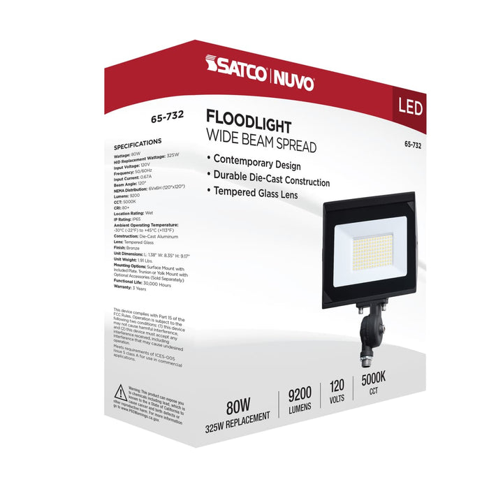 Flood Light Satco 65-732 80 Watt LED DOB Tempered Glass Flood Light - 5000K CCT - Bronze Finish Satco