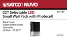 Wall Pack Nuvo 65-747 LED Small Wall Pack - 20W - CCT Selectable 3K/4K/5K - Black Finish - 100-277V Nuvo