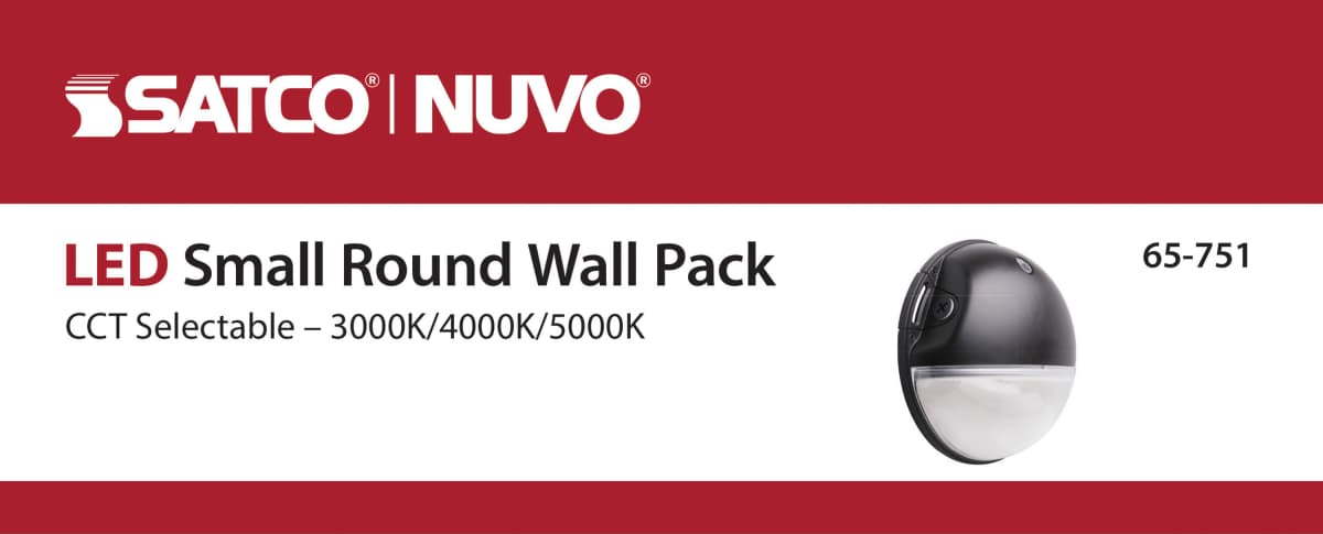 Area Light Nuvo 65-751 LED Small Round Wall Pack - 20W - CCT Selectable - Bypassable Photocell - 120-277 Volt - Bronze Finish Nuvo