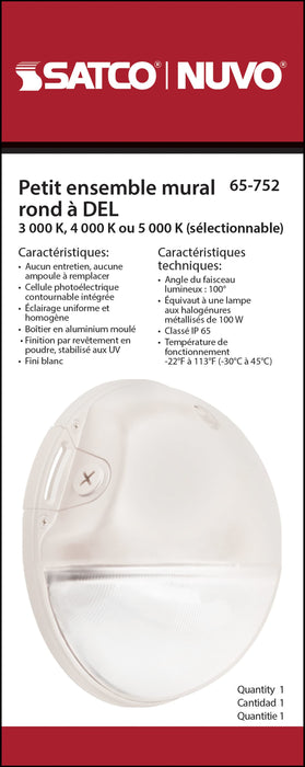 Area Light Nuvo 65-752 LED Small Round Wall Pack - 20W - CCT Selectable - Bypassable Photocell - 120-277 Volt - White Finish Nuvo