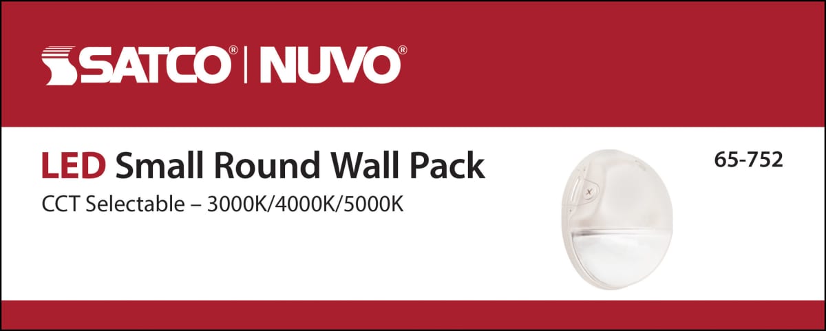 Area Light Nuvo 65-752 LED Small Round Wall Pack - 20W - CCT Selectable - Bypassable Photocell - 120-277 Volt - White Finish Nuvo