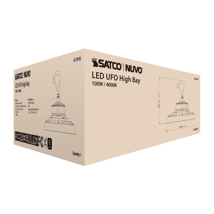 UFO Hi-Bay Nuvo 65-781R2 100 Watt UFO LED High Bay - 4000K - 14000 Lumens - 120-277 Volt - Black Finish Nuvo