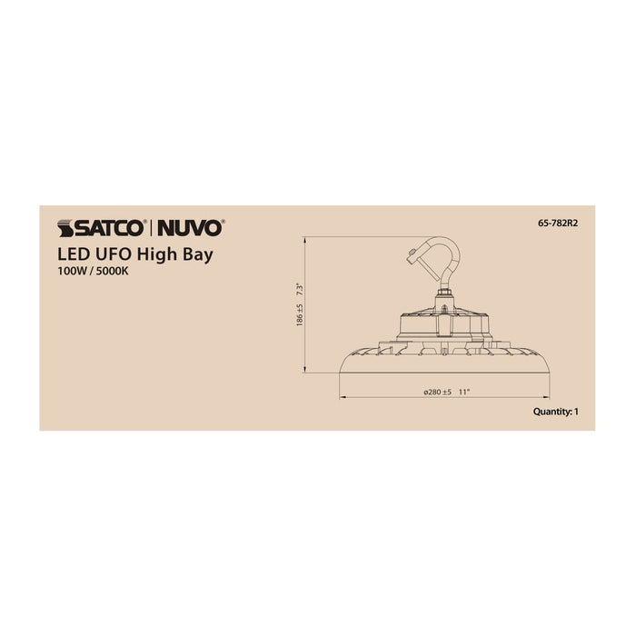 UFO Hi-Bay Nuvo 65-782R2 100 Watt UFO LED High Bay - 5000K - 14400 Lumens - 120-277 Volt - Black Finish Nuvo