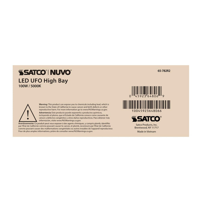 UFO Hi-Bay Nuvo 65-782R2 100 Watt UFO LED High Bay - 5000K - 14400 Lumens - 120-277 Volt - Black Finish Nuvo
