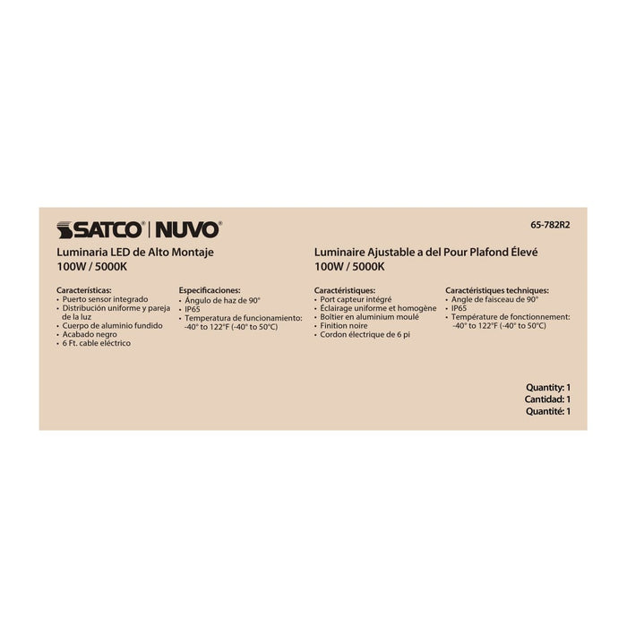 UFO Hi-Bay Nuvo 65-782R2 100 Watt UFO LED High Bay - 5000K - 14400 Lumens - 120-277 Volt - Black Finish Nuvo