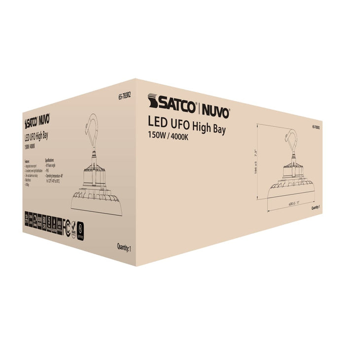 UFO Hi-Bay Nuvo 65-783R2 150 Watt UFO LED High Bay - 4000K - 20850 Lumens - 120-277 Volt - Black Finish Nuvo