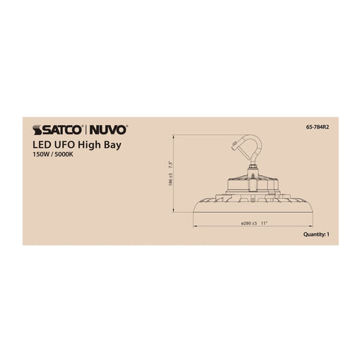 UFO Hi-Bay Nuvo 65-784R2 150 Watt UFO LED High Bay - 5000K - 21600 Lumens - 120-277 Volt - Black Finish Nuvo
