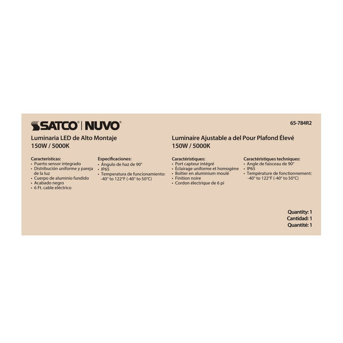 UFO Hi-Bay Nuvo 65-784R2 150 Watt UFO LED High Bay - 5000K - 21600 Lumens - 120-277 Volt - Black Finish Nuvo