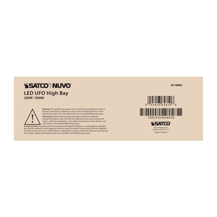 UFO Hi-Bay Nuvo 65-786R2 200 Watt UFO LED High Bay - 5000K - 28800 Lumens - 120-277 Volt - Black Finish Nuvo