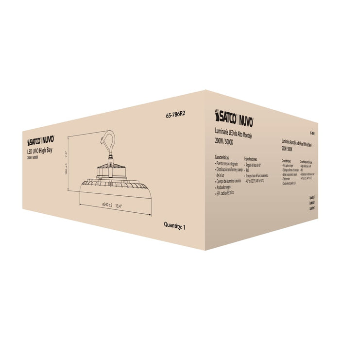 UFO Hi-Bay Nuvo 65-786R2 200 Watt UFO LED High Bay - 5000K - 28800 Lumens - 120-277 Volt - Black Finish Nuvo