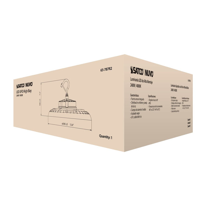 UFO Hi-Bay Nuvo 65-787R2 240 Watt UFO LED High Bay - 4000K - 33360 Lumens - 120-277 Volt - Black Finish Nuvo