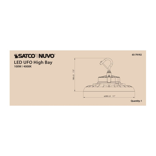 UFO Hi-Bay Nuvo 65-791R2 100 Watt UFO LED High Bay - 4000K - 14000 Lumens - 120-277 Volt - White Finish Nuvo