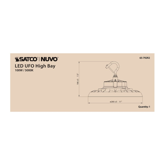 UFO Hi-Bay Nuvo 65-792R2 100 Watt UFO LED High Bay - 5000K - 14400 Lumens - 120-277 Volt - White Finish Nuvo