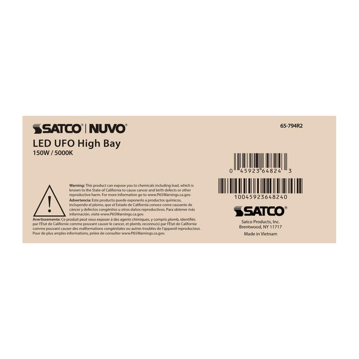 UFO Hi-Bay Nuvo 65-794R2 150 Watt UFO LED High Bay - 5000K - 21600 Lumens - 120-277 Volt - White Finish Nuvo