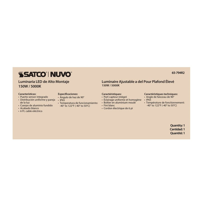 UFO Hi-Bay Nuvo 65-794R2 150 Watt UFO LED High Bay - 5000K - 21600 Lumens - 120-277 Volt - White Finish Nuvo
