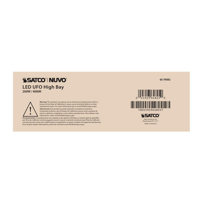 UFO Hi-Bay Nuvo 65-795R2 200 Watt UFO LED High Bay - 4000K - 28000 Lumens -120-277 Volt - White Finish Nuvo