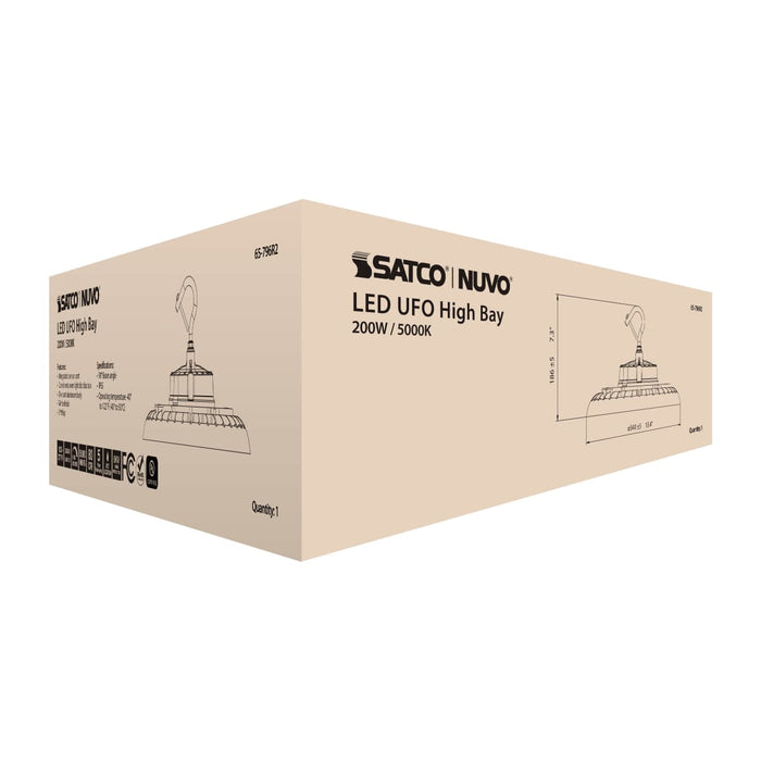 UFO Hi-Bay Nuvo 65-796R2 200 Watt UFO LED High Bay - 5000K - 28800 Lumens - 120-277 Volt - White Finish Nuvo