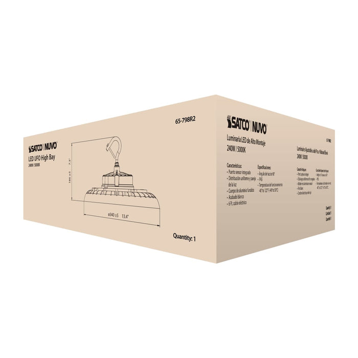 UFO Hi-Bay Nuvo 65-798R2 240 Watt UFO LED High Bay - 5000K - 34560 Lumens - 120-277 Volt - White Finish Nuvo