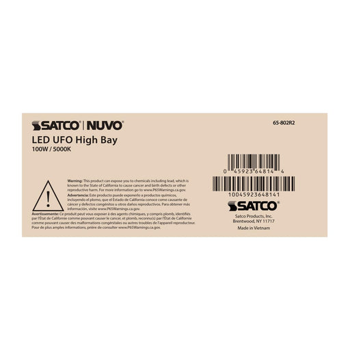 UFO Hi-Bay Nuvo 65-802R2 100 Watt UFO LED High Bay - 5000K - 14500 Lumens - 277-480 Volt - Black Finish Nuvo