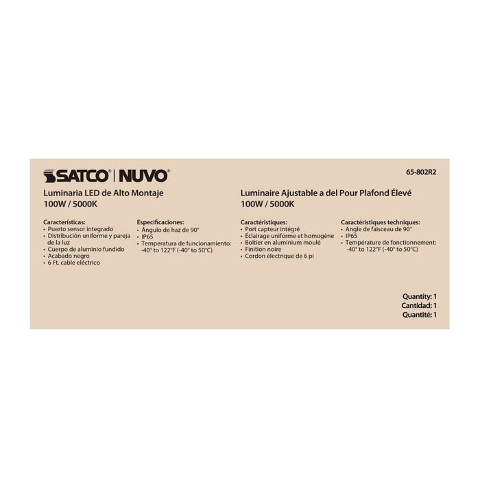 UFO Hi-Bay Nuvo 65-802R2 100 Watt UFO LED High Bay - 5000K - 14500 Lumens - 277-480 Volt - Black Finish Nuvo
