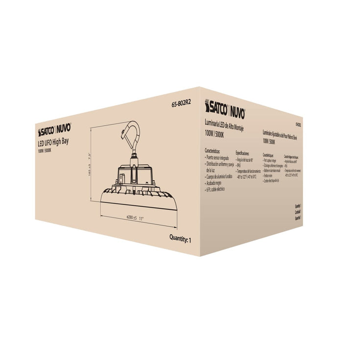 UFO Hi-Bay Nuvo 65-802R2 100 Watt UFO LED High Bay - 5000K - 14500 Lumens - 277-480 Volt - Black Finish Nuvo