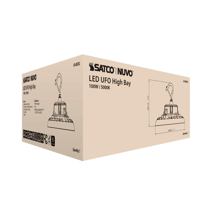 UFO Hi-Bay Nuvo 65-802R2 100 Watt UFO LED High Bay - 5000K - 14500 Lumens - 277-480 Volt - Black Finish Nuvo