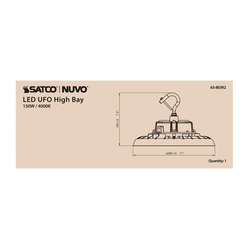 UFO Hi-Bay Nuvo 65-803R2 150 Watt UFO LED High Bay - 4000K - 21000 Lumens - 277-480 Volt - Black Finish Nuvo