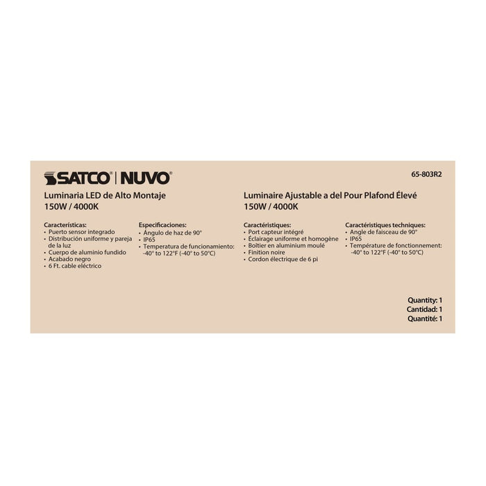 UFO Hi-Bay Nuvo 65-803R2 150 Watt UFO LED High Bay - 4000K - 21000 Lumens - 277-480 Volt - Black Finish Nuvo