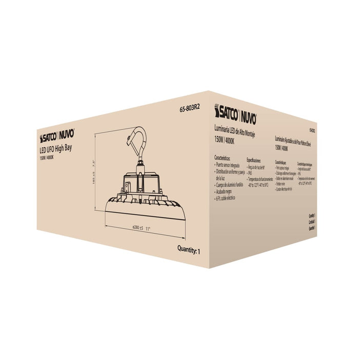 UFO Hi-Bay Nuvo 65-803R2 150 Watt UFO LED High Bay - 4000K - 21000 Lumens - 277-480 Volt - Black Finish Nuvo
