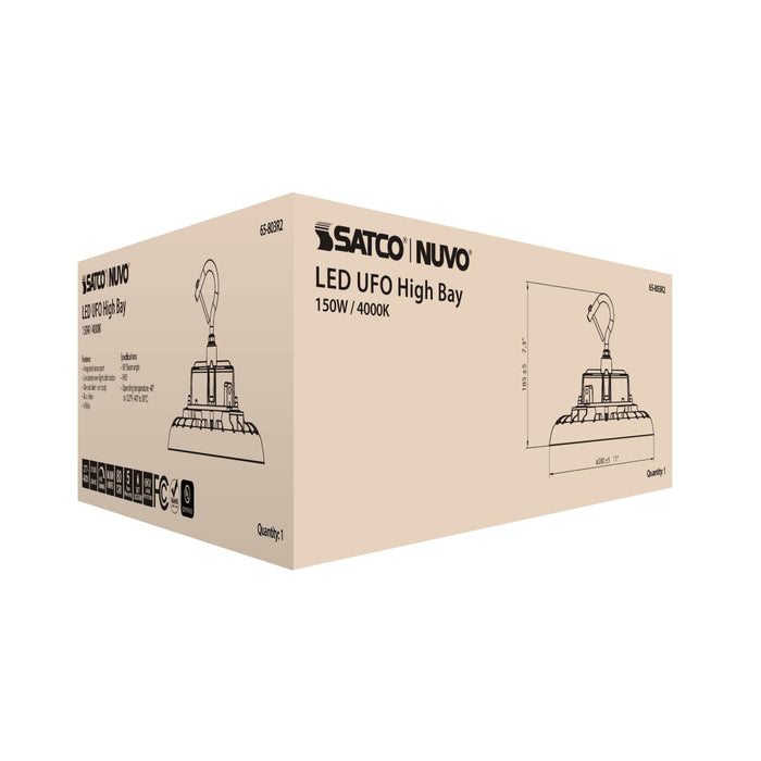 UFO Hi-Bay Nuvo 65-803R2 150 Watt UFO LED High Bay - 4000K - 21000 Lumens - 277-480 Volt - Black Finish Nuvo