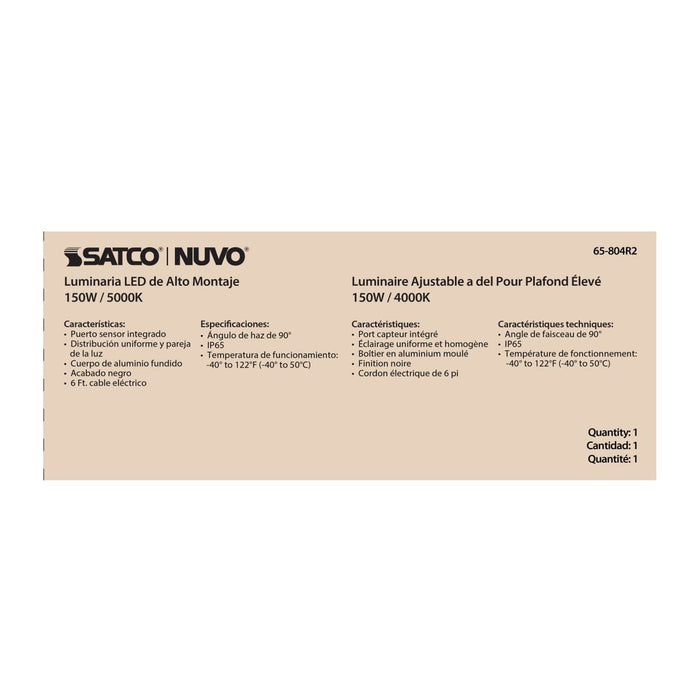 UFO Hi-Bay Nuvo 65-804R2 150 Watt UFO LED High Bay - 5000K - 21750 Lumens - 277-480 Volt - Black Finish Nuvo