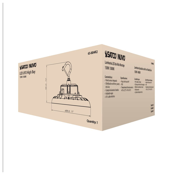 UFO Hi-Bay Nuvo 65-804R2 150 Watt UFO LED High Bay - 5000K - 21750 Lumens - 277-480 Volt - Black Finish Nuvo