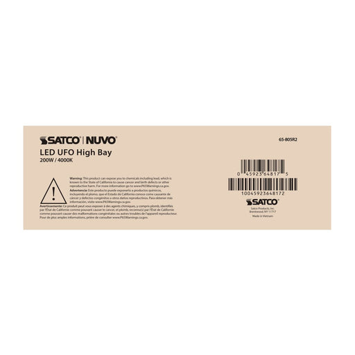 UFO Hi-Bay Nuvo 65-805R2 200 Watt UFO LED High Bay - 4000K - 28200 Lumens - 277-480 Volt - Black Finish Nuvo